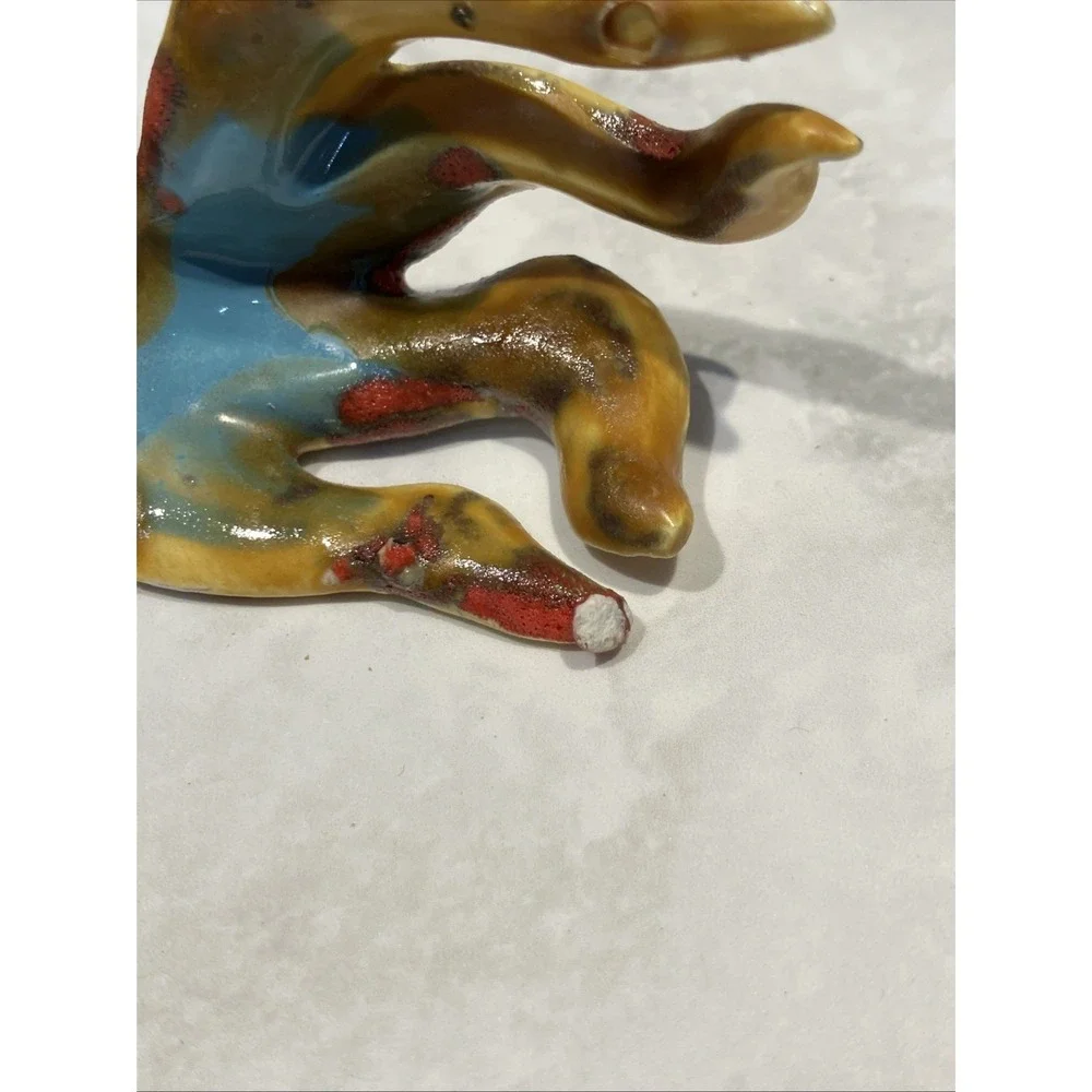 Set of 3 Koi Fish Ceramic Handcxrafted Gold Red Green Signed Irene Marosy